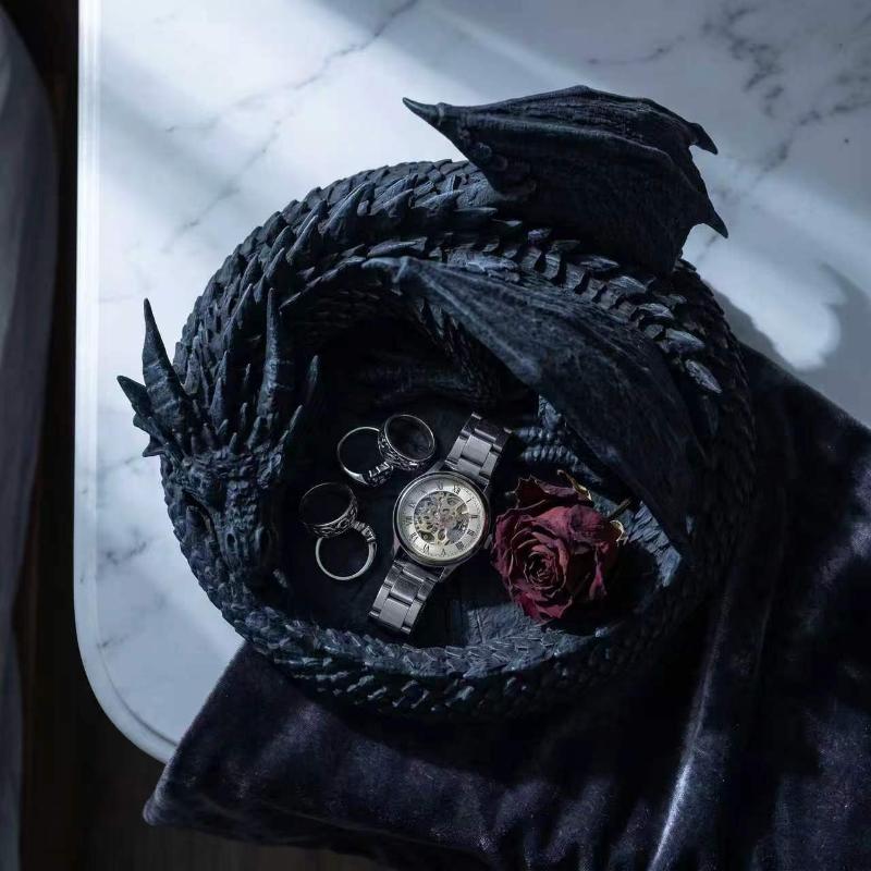 New-Creative Gothic 3D Printing Dragon Tray Dark Style Plastic Jewelry Storage Tray Decorative Desktop Organizer Key Holder