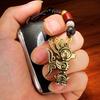1Pc Vintage Brass Sanxingdui Prayer Priest Keychains Lanyard Pendants Handmade Rope Car Key Chain Rings Hanging