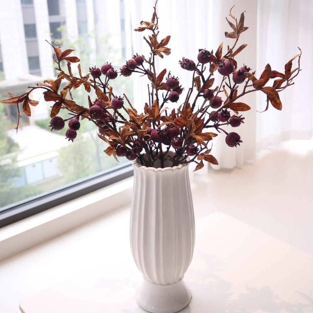 Plastic Foam Artificial Pomegranate Branches Long Branch Fruit With Leaves Simulated Pomegranate Fruit Hawthorn
