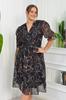 Women's Big Size Dress Plus Size Marble Patterned Chiffon Dress
