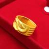 Gold Shop Same 9999 24K Real Gold Men'S Gold Ring With Adjustable Opening, Wave Pattern Gift, Beautiful Jewelry