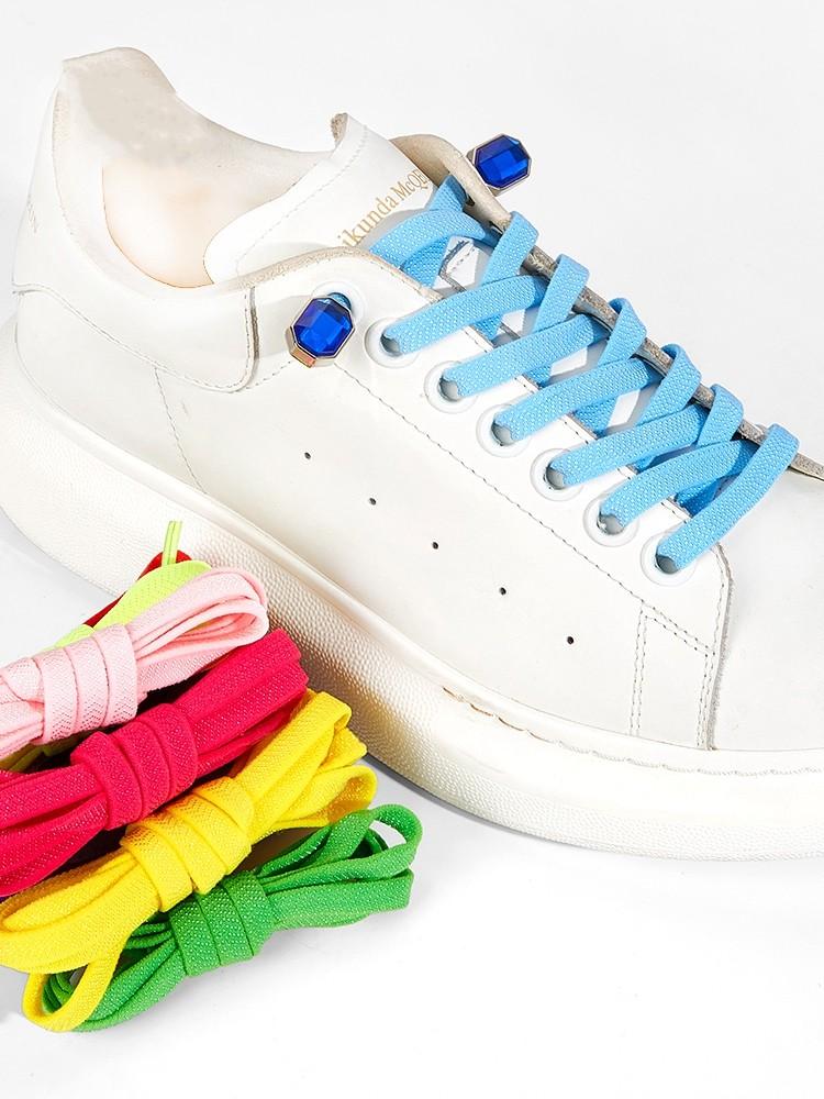 Colorful Diamond Elastic Laces Sneakers No Tie Shoelaces Rhinestone Shoe Laces without Ties Kids Adult Quick Flat Shoelace 1Pair