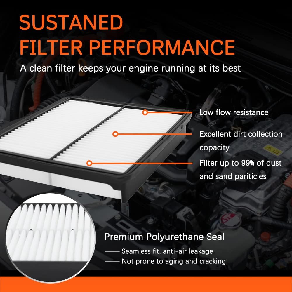 Air Filter, (CA10881) Engine Air Filter Compatible with 2011-14 Hyundai Sonata,Santa Fe (2010-12),Azera (2012-17), 2011-14 Kia Optima,Sorento
