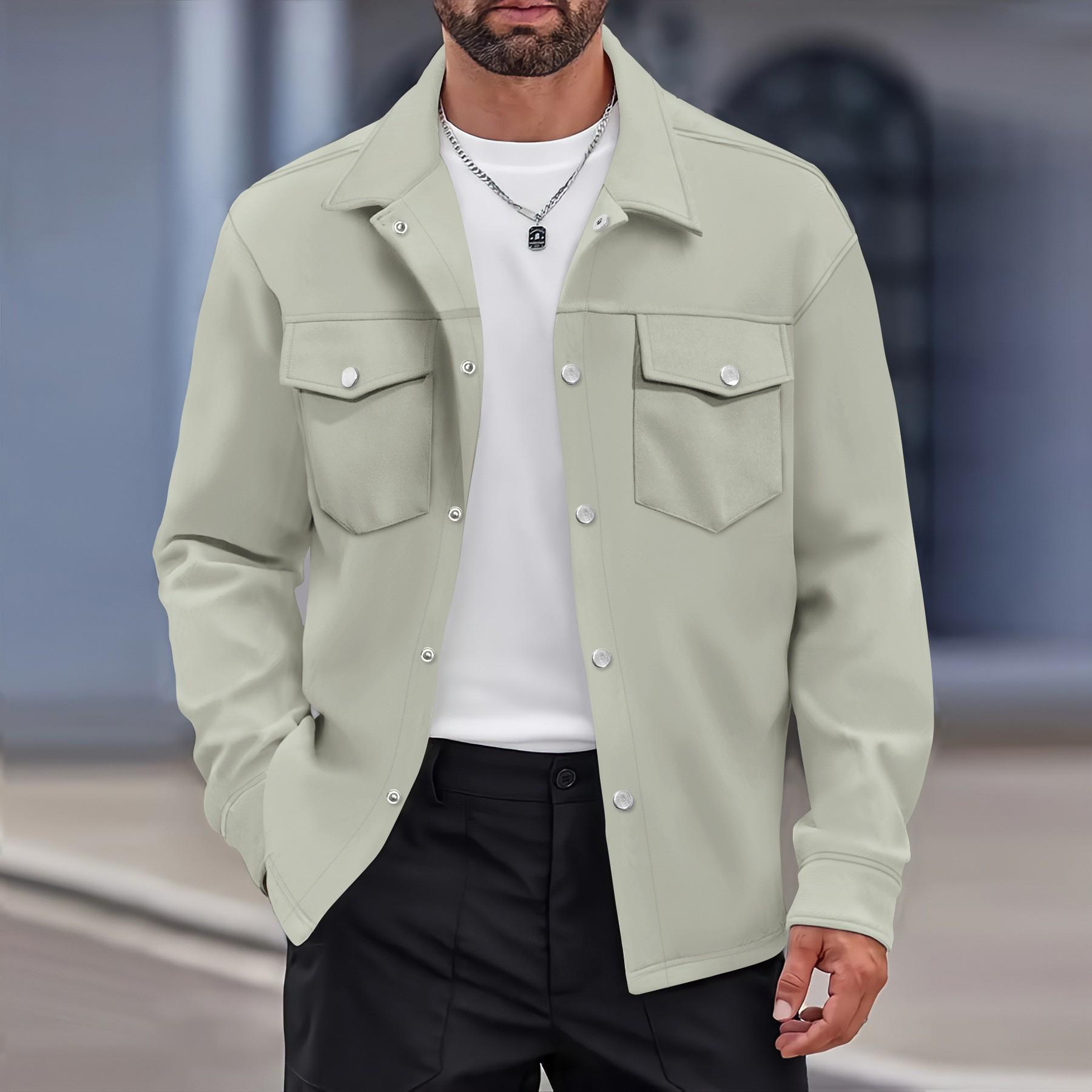 2025 Fall/Winter Men s European & American Slim Fit Lapel Jacket with Double Pockets M