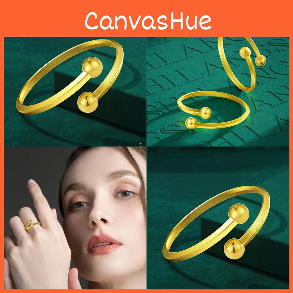 Beautiful Vintage Copper Gold Plated Bead Ring For Women Adjustable Fashion Piece Statement