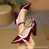 Sharp pointed, thick heel, color blocked, light mouthed work high heels