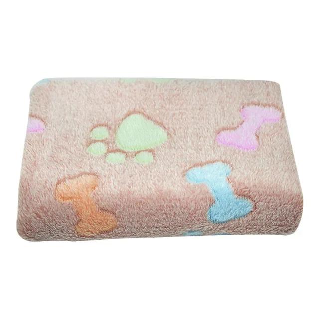 Lovely Pet Small Large Warm Paw Print Dog Puppy Cat Fleece Soft Blanket Beds Mat for Small Medium Large Dogs Mat