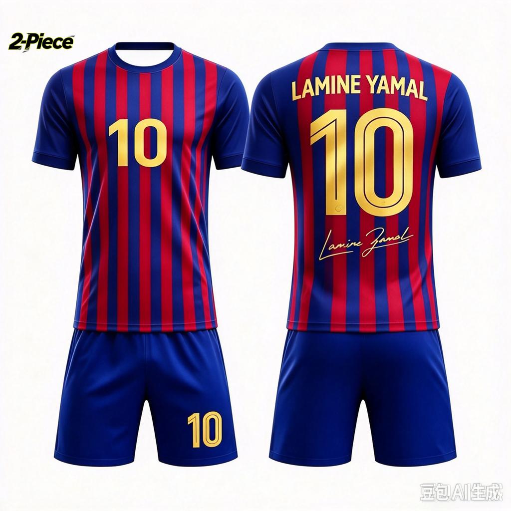 26/27 Nuovo Kit da Calcio Spagna Lamine Yamal Numero 10 Maglietta e Pantaloncini Set 2 Pezzi, Disponibile Solo Maglietta, Tuta Sportiva per Bambini