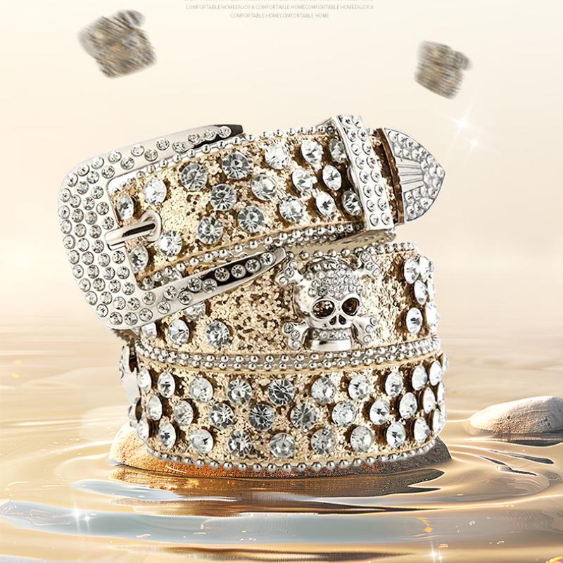 Fashion Diamond Western Cowboy Style Y2K Women's Belt PU Leather BB Belt Denim Dress Accessories