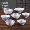 Blue and White Melamine Square Soup & Rice Bowl - Small Porcelain Style for Hot Pot & Fast Food
