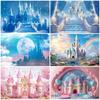 Blue Frozen Inspiration Castle Girl Birthday Party Decor Background Enchanting Pink Butterfly Floral Photography Backdrop Props