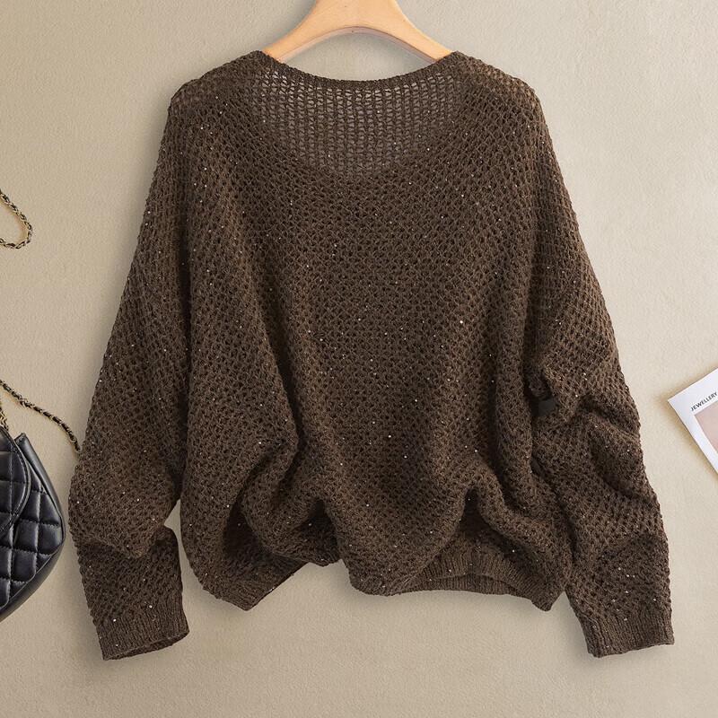 Women's Hollow Knit Wool Blend Sweater Top