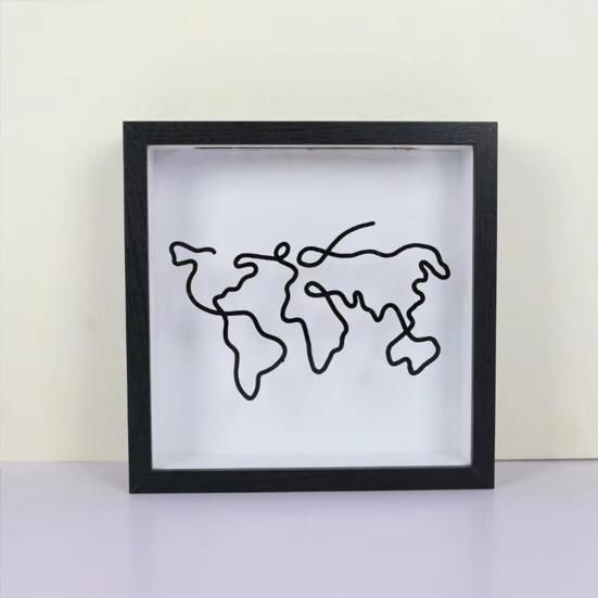 Travel Adventure Archive Shadow Box Square Ticket Stub Stamp Letter Photo Keepsake Storage Box with Slot Home Office Desktop Decoration