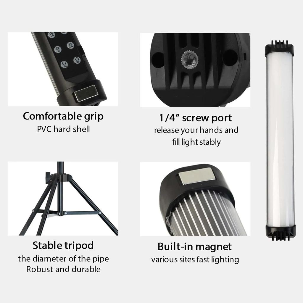 RGB Photographic Lighting 2700-7500K Magnet Photography Mini Handheld LED Light Stick Tube Stick Lamp For Video Vlog Fill Light