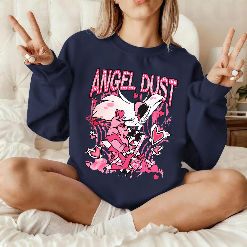 Anime Hazbin Hotel Angel Dust Hoodie Man Woman Harajuku Crewneck Long Sleeve Sweatshirt Tops