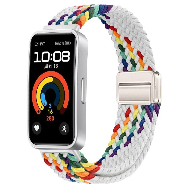 Magnetic Braided Loop Strap for Huawei Band 10 9 8 Accessories Adjustable Wristband Elastic Nylon Bracelet Huawei Band 9 Band 8