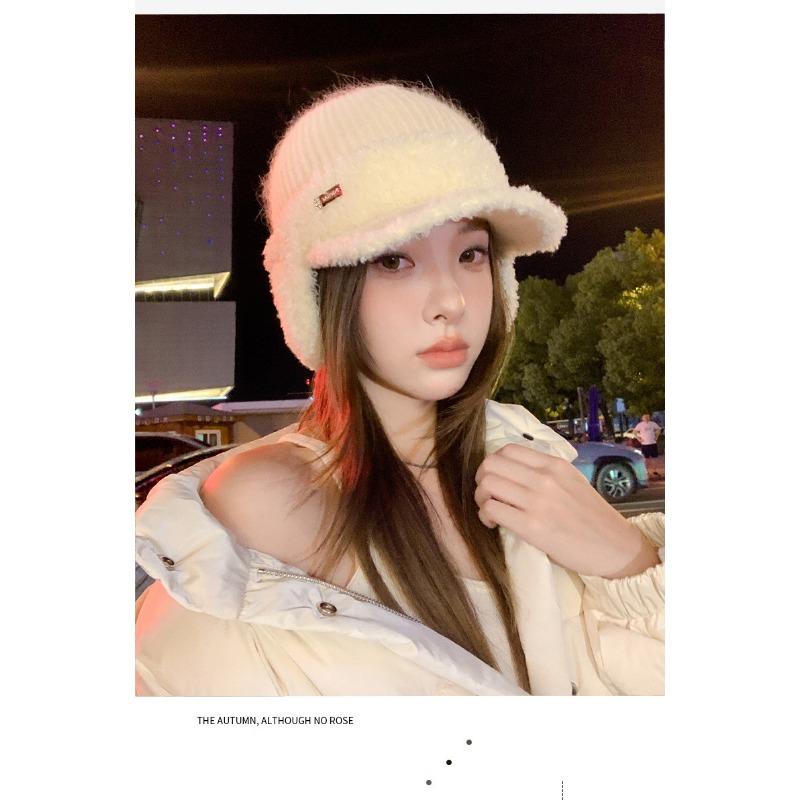 Knitted Hat, Children's Thick Warm Woolen Hat, Outdoor Versatile Cycling Ear Protection Hat, Cold and Windproof Duckbill Hat
