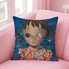 Whimsical Japanese Abstract Art Cute Emo HHikari Shimoda Cushion Cover Pillow Case Soft Skin Friendly Fabric  Concealed Zipper
