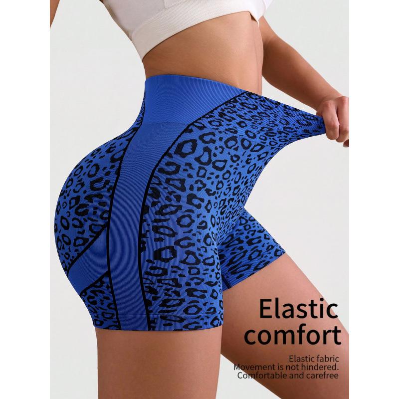 Damen Frühling Sommer Leopardendruck Yoga Laufen Fitness Hohe Taille Bauch Pfirsich Po Dreipunkt Leggings
