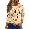 Women's O-neck 3/4 Sleeve  Printed Top