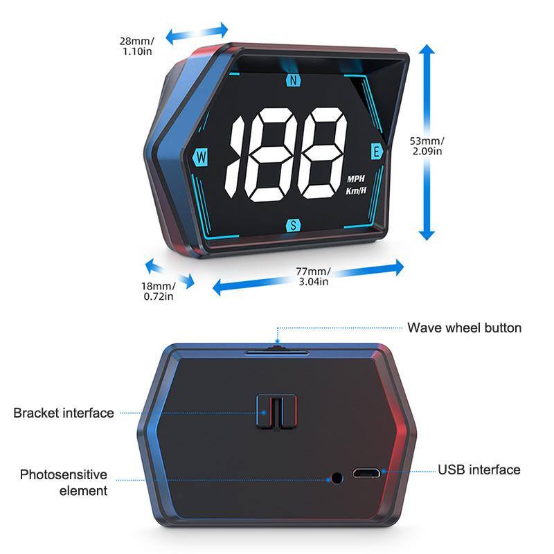 Car Speed Measuring Head-Up Display Digital Speedometer GPS Position Compass HUD KM/H Speed Gauge For Universal Truck Vehicles