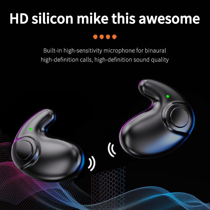 Mini Sleep Bluetooth Earphones, Comfortable Fit for Side Sleepers, Binaural Stereo Sound, Wireless