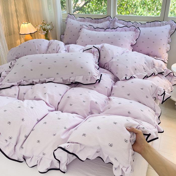 Korean Princess Cloud-like Crinkled Gauze Lace Cotton Bedding Set