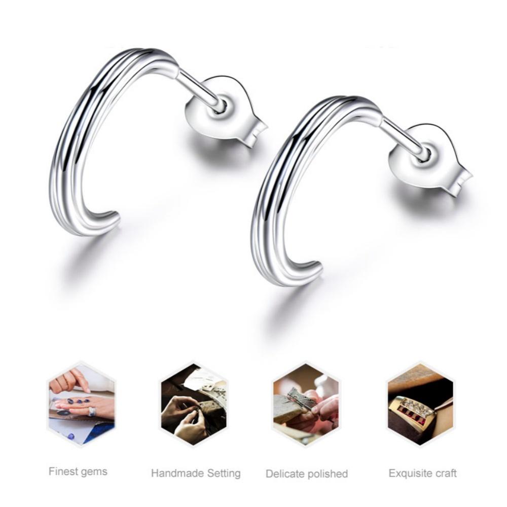 1 Paar Mode Damen C-Form Ohrringe 925 Sterlingsilber Ohrring Valentinstag Geschenk