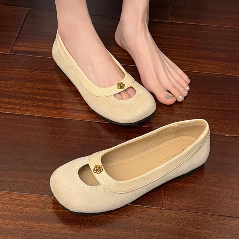 Fashion Flats Women Loafers Shoes Suede Shallow Cozy Soft Woman's Sandals Summer 2025 Casual Designer Walking Sport Sandalias De Mujer