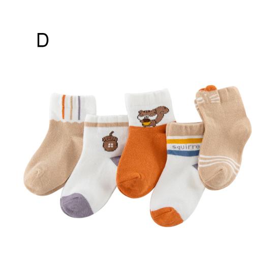 

5 пар эластичных дышащих хлопковых носков в полоску с рисунком динозавра и оленя для мальчиков и девочек M