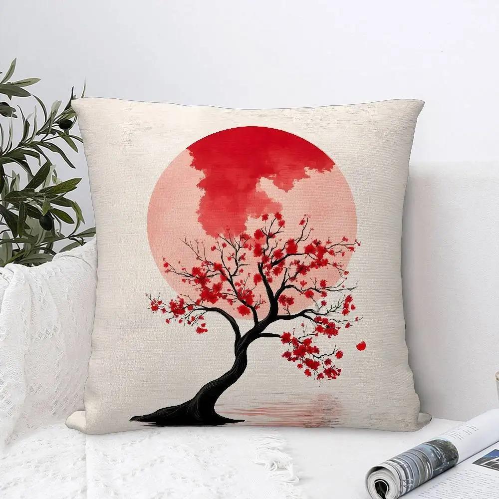 Japanese Style Moon Gate Pattern Printed Pillowcase Suitable For Daily Home Decoration In Living Rooms And Bedrooms