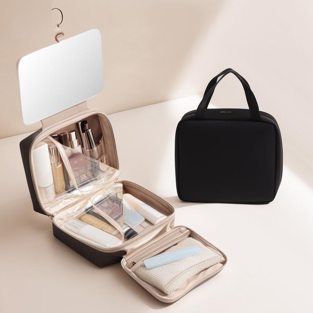 Hanging Hook Travel Toiletry Bag Travel Makeup with Mirror Portable Travel Makeup Case for Travel
