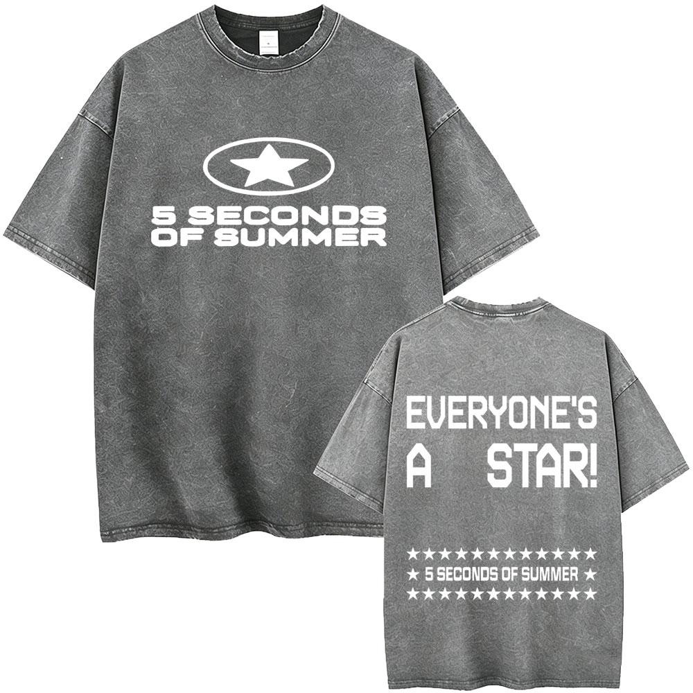 Washed Vintage 5 Seconds of Summer Everyones A Star World Tour 2026 Tshirt Men Women Clothing Pop Punk Rock Harajuku T Shirts