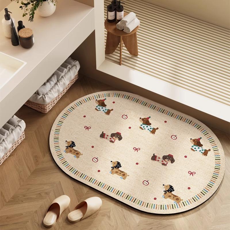 Diatomite Super Absorbent Non-Slip Bathroom Mat Toilet Anti-Skid Bathtub Foot Mat Kitchen Living Room Floor Mat Entrance Doormat