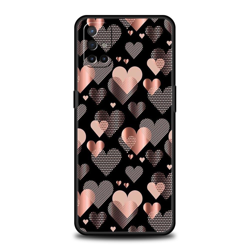 Gold Pink Rose Glitter Hearts Phone Case For OnePlus 15 13 12 11 10 Pro 13T 13R 12R 9 8T 8 7 7T 9R Nord 2T CE 2 3 4 5G Cover