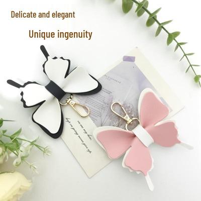 Butterfly Charms: Macaron Color Leather Keychain Pendants