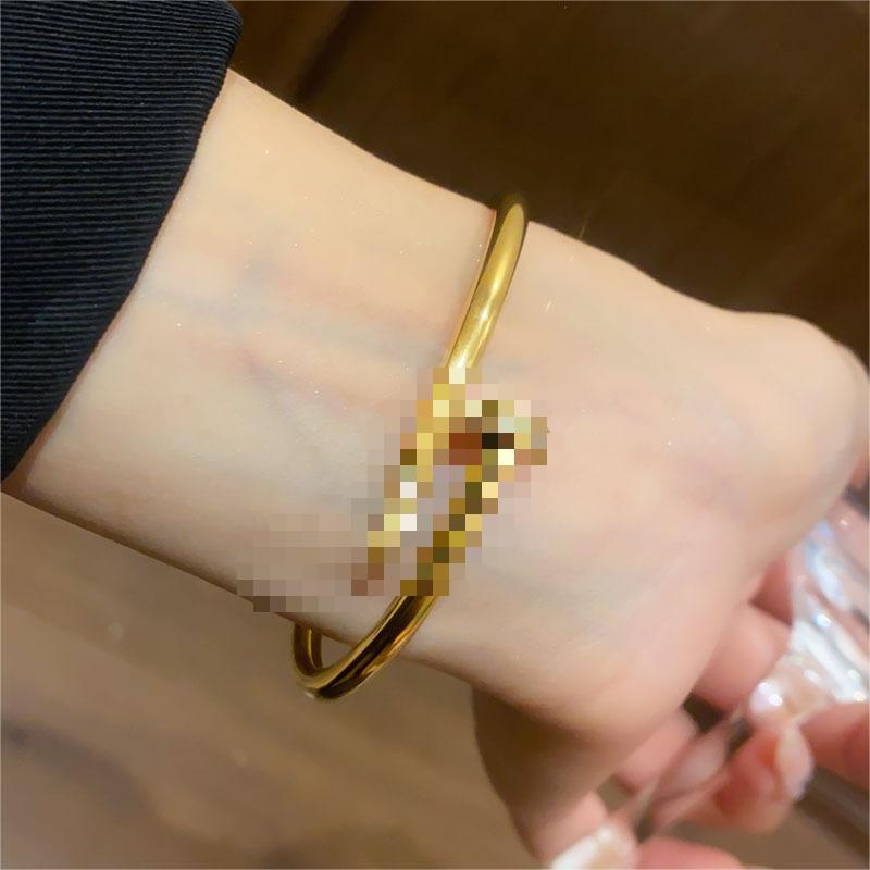 Stainless Steel Zirconia Cross Cuff Bracelet - Korean Style, Fashionable and Luxurious Hand Jewelry