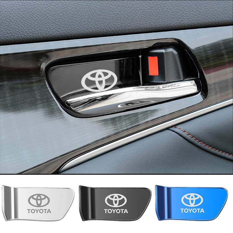 4pcs For Toyota Crown C-hr Car Interior Door Handle Ornament Case Sticker Shell Metal PRIUS 86 Harrier Vellfire Alphard Auto