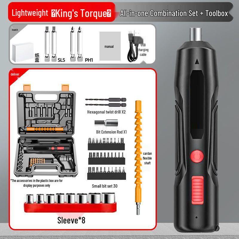Rechargeable Mini Electric Screwdriver and Drill Tool Set for Household Use