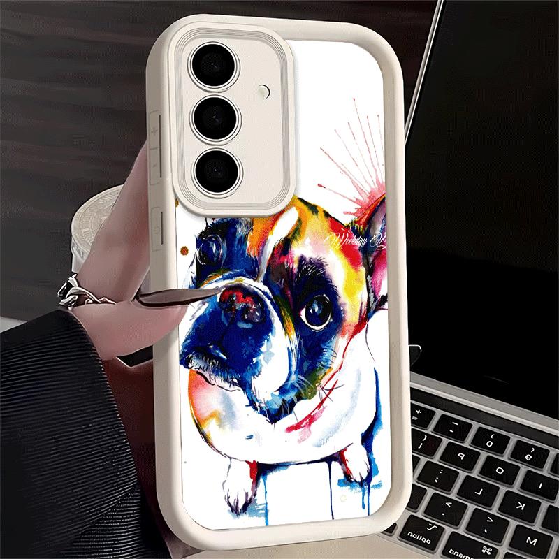 Phone Case for Samsung Galaxy A17 A16 A15 A14 A13 French Bulldog Dog Pug Design A56 A36 A26 A55 A35 A25 A54 A34 A24 A53 A33 A23