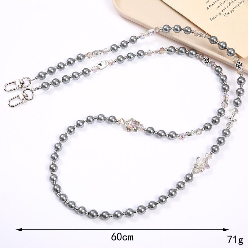 Handmade Pearl Crossbody Phone Case Lanyard with Beaded Charm