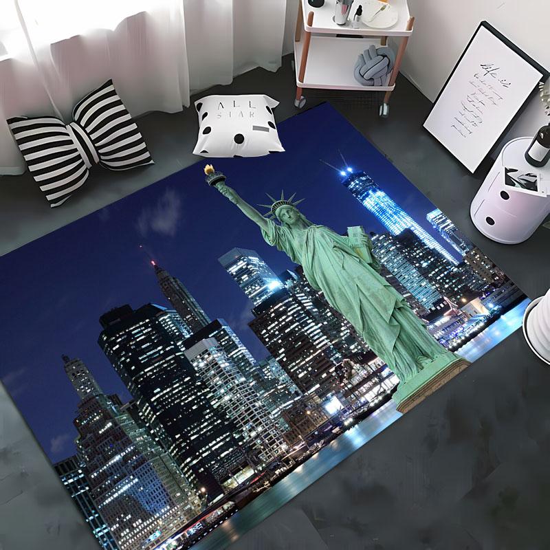 HD Printing New York City Theme Area Rug,Rugs Living Room Tapete for Bedroom Sofa Kitchen Doormat Decor,Kids Non-slip Floor Mat