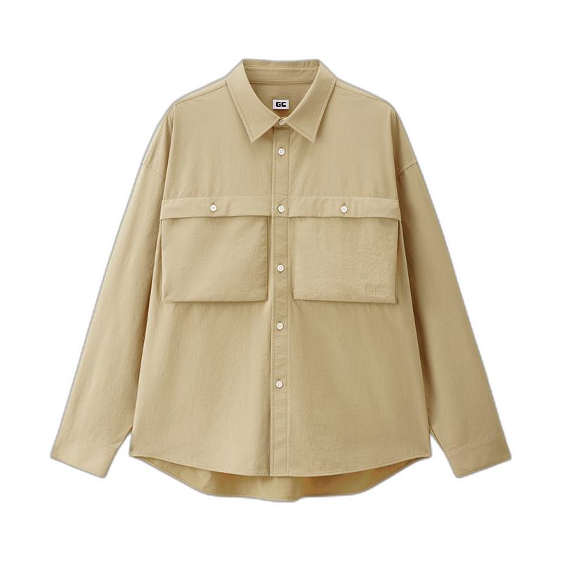 GIORDANO CONCEPTS Men s Workwear Four-Way Stretch Long Sleeve Shirt with Printed Pockets M