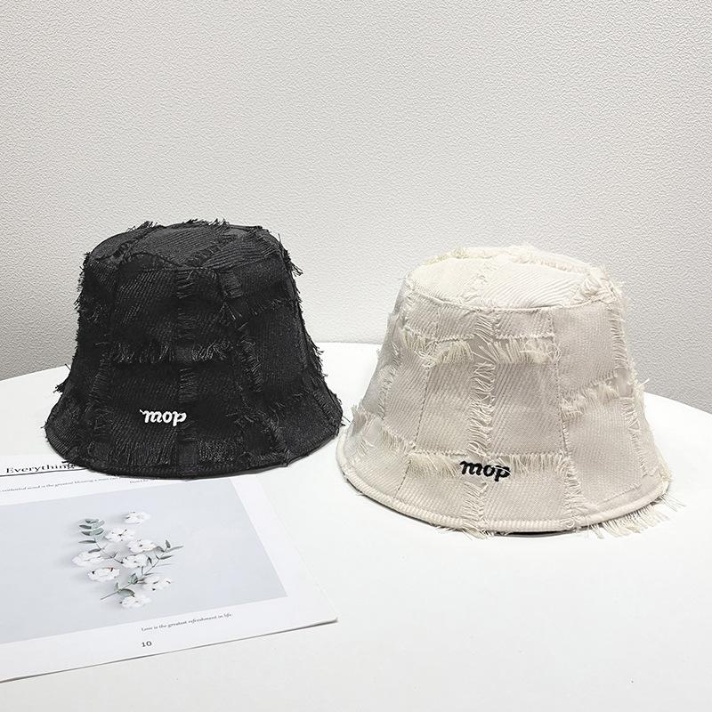 Cappello a secchiello retrò giapponese nero da donna con frange a quadri Cappello da pescatore Cappello parasole autunnale da uomo