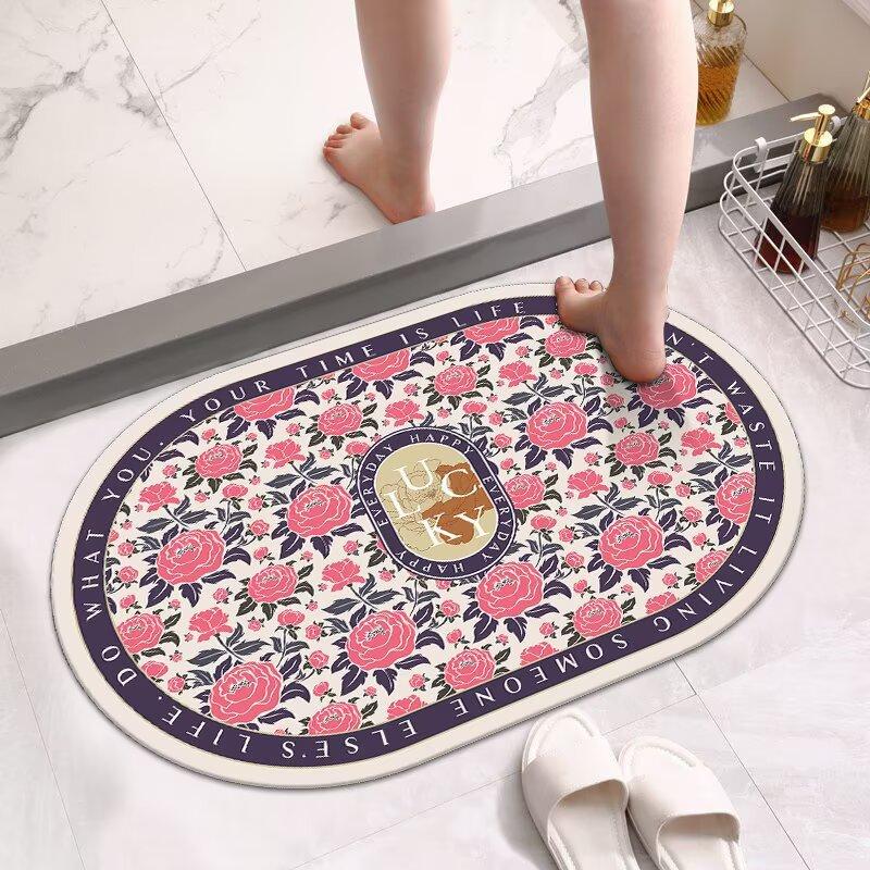 Thickened Bathroom Floor Mat, Diatom Mud Absorbent Mat, Toilet Door Foot Mat, Toilet Quick-drying Non-slip Carpet