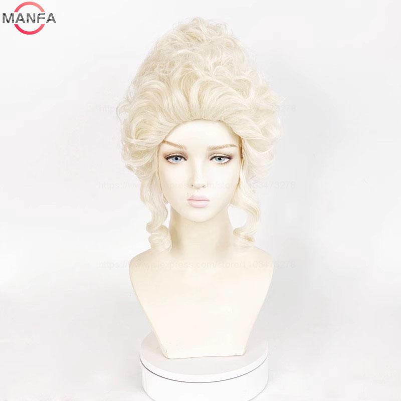 Marie Antoinette Cosplay Parykker Prinsesse Medium Krøllete Varmebestandig Syntetisk Hår Parykk + Parykkhette
