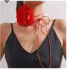 Collar Gargantilla de Flor Grande de Terciopelo para Mujer, Diseño Envolvente, Rojo
