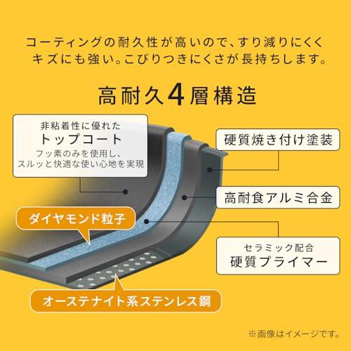 Iris Ohyama 20cm Frying Pan with Detachable Handle, Diamond Coated, Dishwasher Safe, Oven Safe, IH & Gas Stove Compatible, NTF-SEI20F, Black Metallic