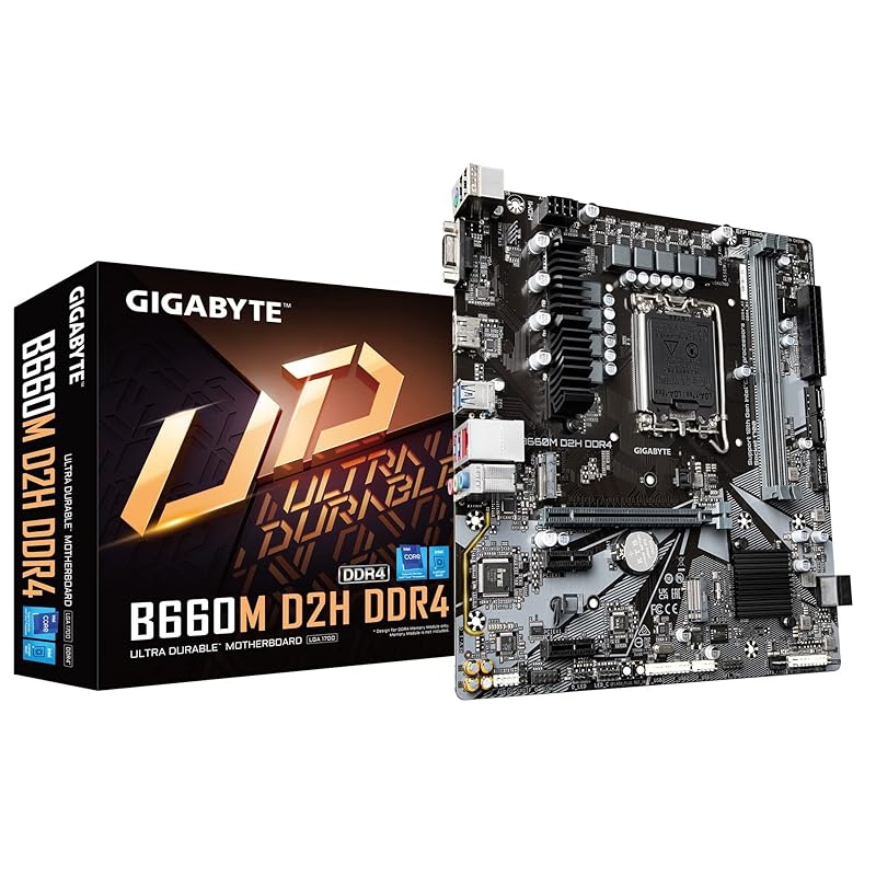 

Материнська плата GIGABYTE B660M D2H DDR4 Rev.1.0 Micro-ATX [Intel оснащено чіпсетом B660] MB5706 чорний