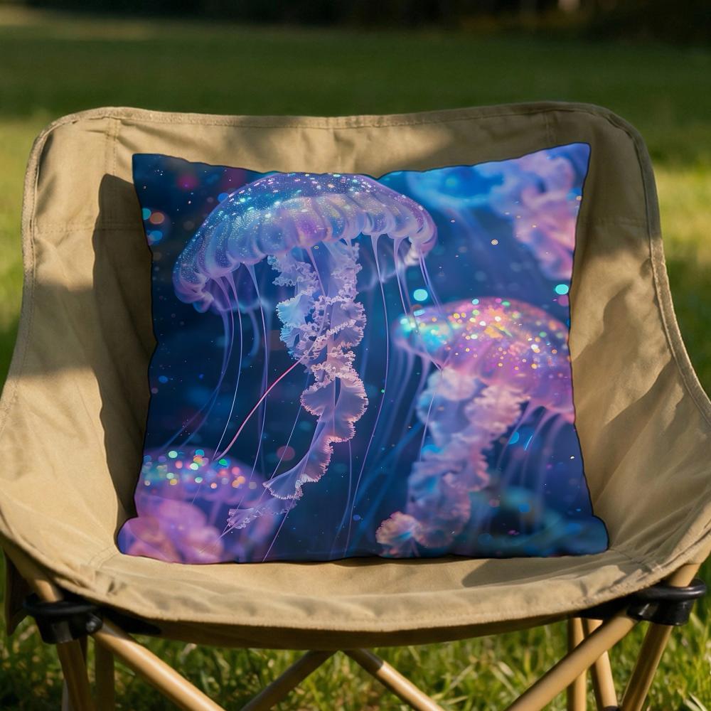 Marine Life Jellyfish Cushion Cover Soft Reversible Durable Pillow Cover MultiScene Use for Home Car Daily Comfort